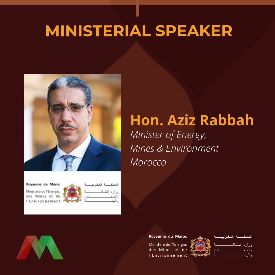 MarrakechMining's tweet image. We are honoured to welcome 𝐇𝐨𝐧. @aziz_rabbah, 𝐌𝐢𝐧𝐢𝐬𝐭𝐞𝐫 𝐨𝐟 𝐄𝐧𝐞𝐫𝐠𝐲, 𝐌𝐢𝐧𝐞𝐬 &amp;amp; 𝐄𝐧𝐯𝐢𝐫𝐨𝐧𝐦𝐞𝐧𝐭, 𝐌𝐨𝐫𝐨𝐜𝐜𝐨 as one of our esteemed speakers. 

Visit bit.ly/3zFfDSP to know more.

#mining #moroccomining #virtualevents #mmc2021 #mmc