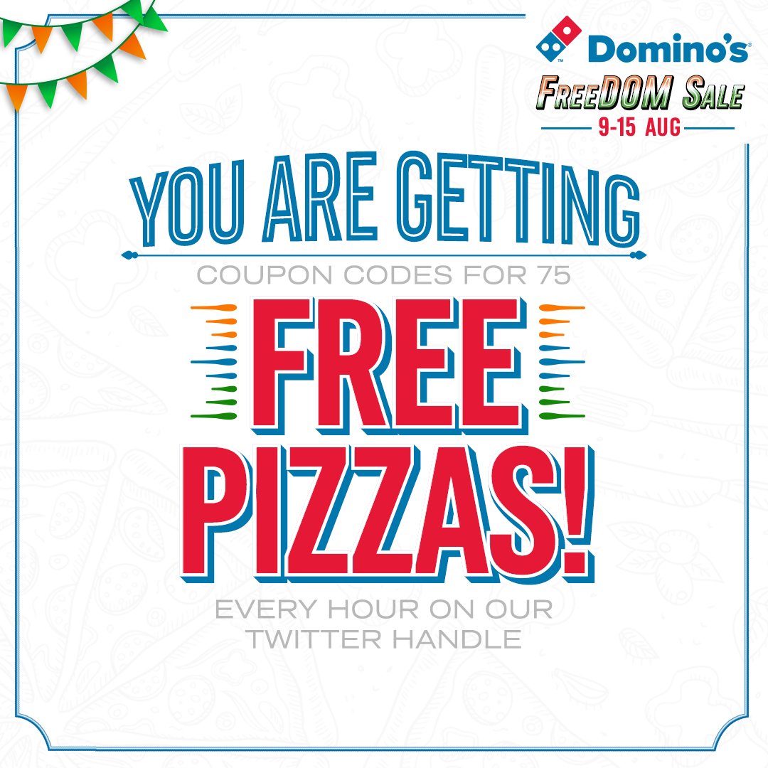 DOMINO’S FREE PIZZA EVERY 1HR (Only For 1st 75 Users Every Hour)