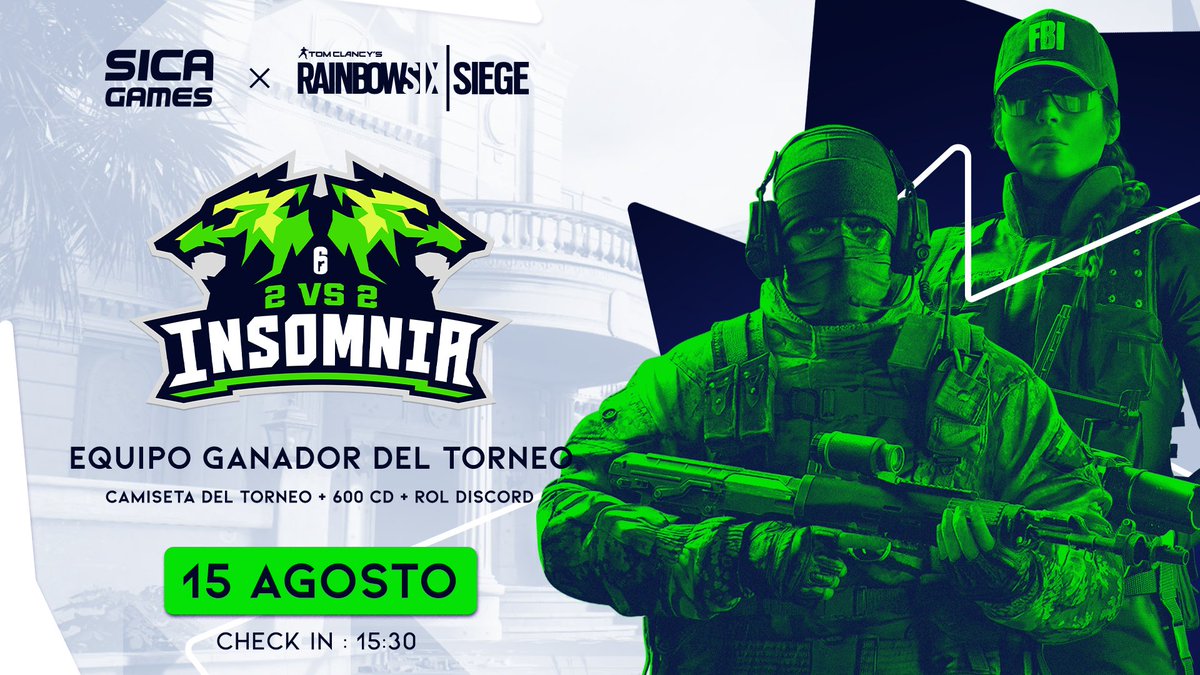☢ Inscripciones abiertas hasta el 📅 Domingo a las ⏰ 15:50h, 📝 Check in 15:30h, si aún no tienes 👥 compañer@ puedes buscarlo en nuestro Discord.

🟪 discord.gg/YyA2BXrwnN

#sicagames #RainbowSixSiege #esports #insomnia2v2 #gamer #gaming #gamergirl #discord #RainbowSix