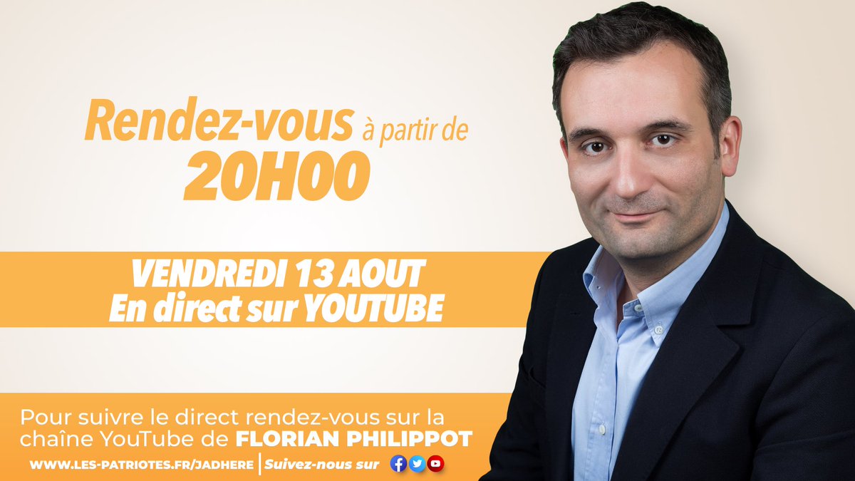 VizcainoYann's tweet photo. 🖥@f_philippot, Président @_LesPatriotes, sera en direct sur sa chaîne YouTube ce soir à partir de 20:00
Pour suivre le direct⬇️
https://t.co/baoVxGecqk
Continuez à vous abonner et activer la 🔔 des notifications pour ne rien louper
#FlorianPhilippot #DirectYoutube #Frexit https://t.co/d8KRTGvFnu