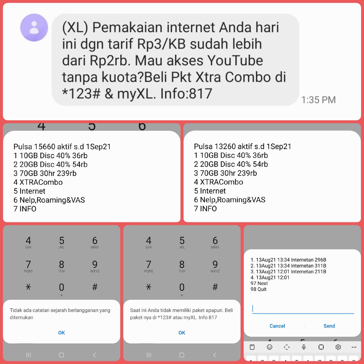 tyodeh's tweet photo. Hai @myXLCare, ini kesekian kalinya complain pulsa kepotong krn pemakaian internet. Padahal HP dual sim, yg XL TIDAK HIDUP DATANYA, cm standby klo ada telpon. Sudah cek, tidak langganan layanan apapun sms²/quiz/undian dll junk² segala macem. Tolong minta block universal. Thanks. https://t.co/aHP3gbEpVg
