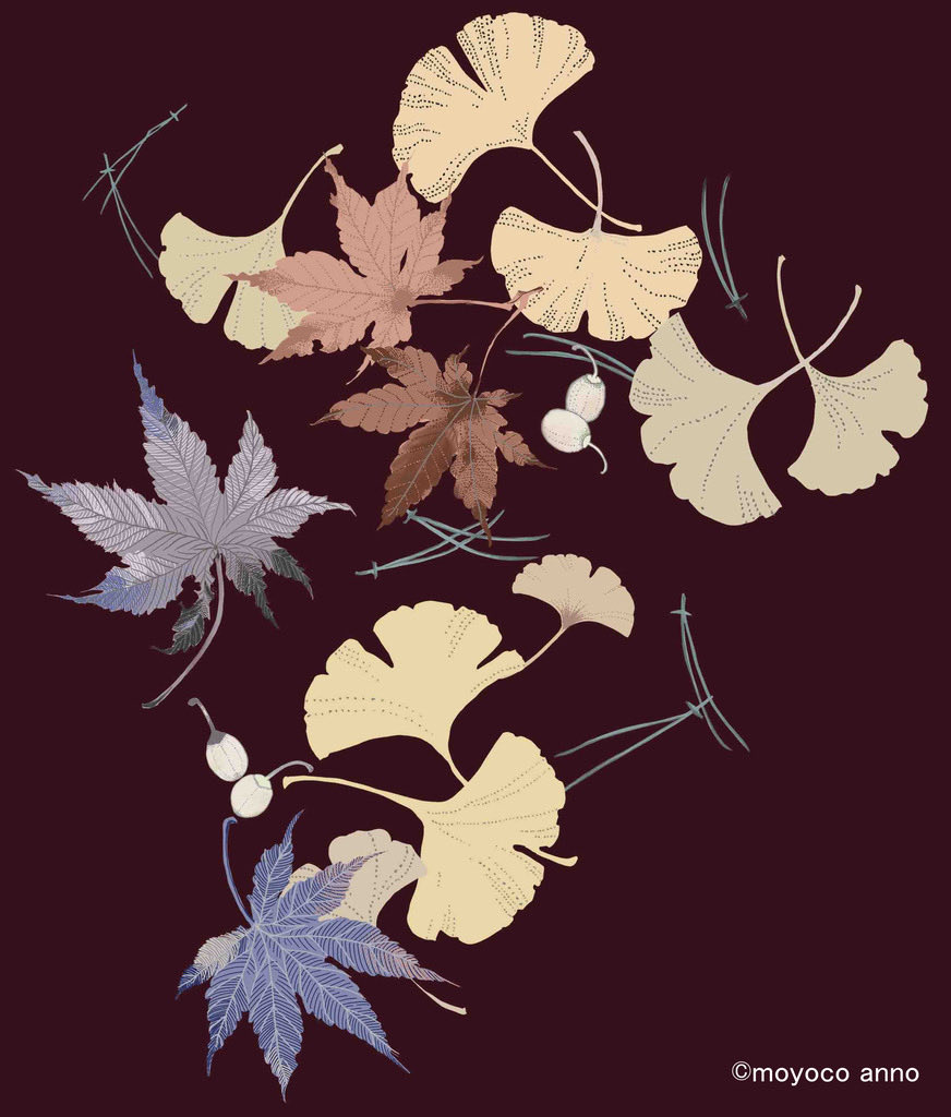「「百葉堂」染め昼夜帯 企画中

1本の帯で2つの柄が楽しめ、アンティークの昼夜帯」|安野モヨコのイラスト