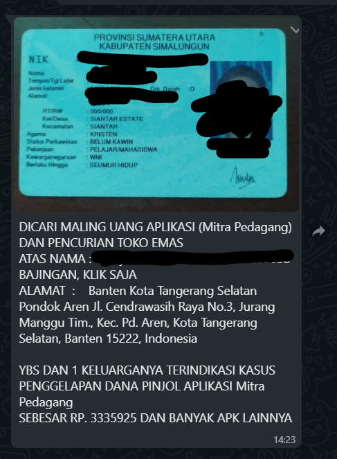SeptadiNatha's tweet photo. Halo @ojkindonesia karena saya gabisa untuk DM atau memberi laporan melalui portal ojk yang bahkan ini perusahaan tidak terdaftar di situs ojk baik tervalidasi ojk atau pun belum.
Hari ini keluarga saya diteror oleh penipu pinjaman online yaitu adik saya. https://t.co/WML3MvnNLW