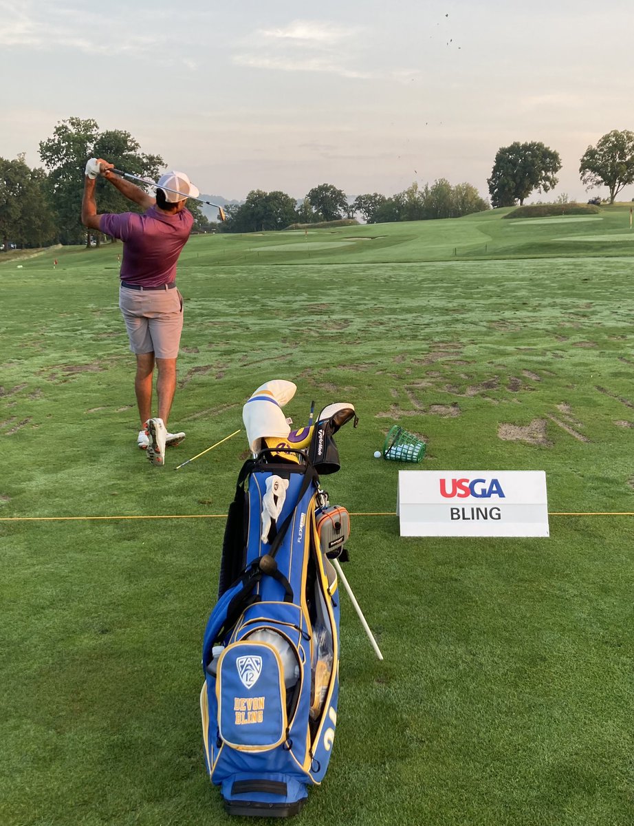 Warming up for round of 32 restart. Let’s go. <a href="/dbling65/">Devon Bling</a> 
#USAmateur #Oakmont.