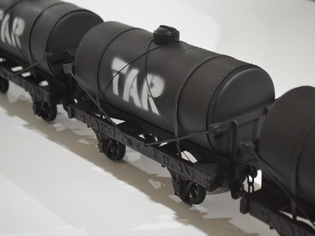 Unveiling three Series 1 tar tankers. These Tenmille based wagons are constructed from wood and plastic with airbrushed lettering. Watch this space for more rolling stock soon!