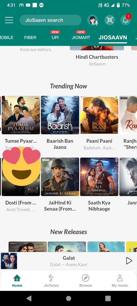 Congratulations Guys 🥳

 ' #TumsePyaarHai ' trending on jio Saavan as it is already trending on Gaana in most popular song. 

#RubinaDilaik #AbhinavShukla 
@RubiDilaik @VYRLOriginals 
@VishalMMishra