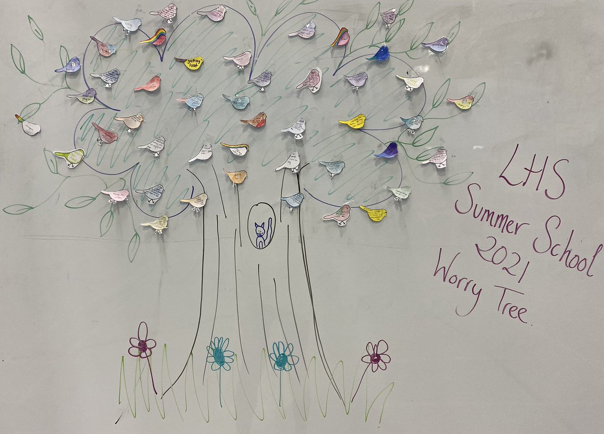 Year7Levy's tweet image. Expressing our worries &amp;amp; sharing them with our #WorryTree #summerschool2021 #excitedforseptember @Levenshulmehigh