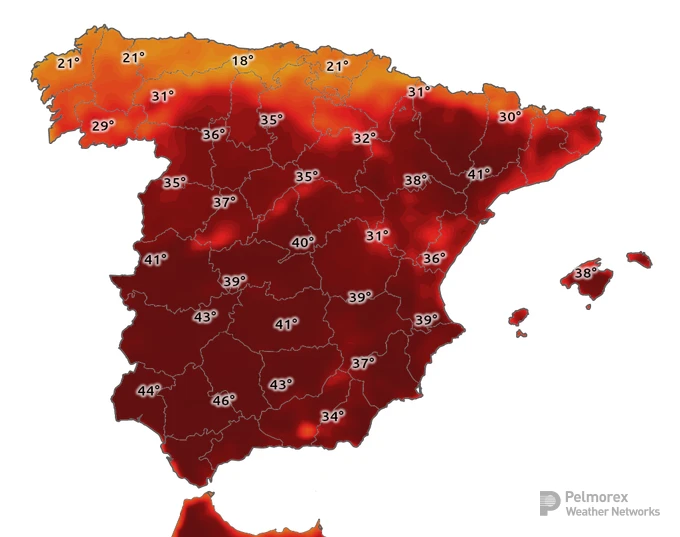 ElTiempoes's tweet photo. #ElTiempoHoy

⭕️Las temperaturas seguirán manteniéndose muy elevadas en casi todo el territorio y con presencia de calima. 

👇🏽🌡️Las temperaturas comenzarán a bajar solo en el extremo norte, donde no ha estado haciendo tanto calor. https://t.co/F6EO6ikGUp