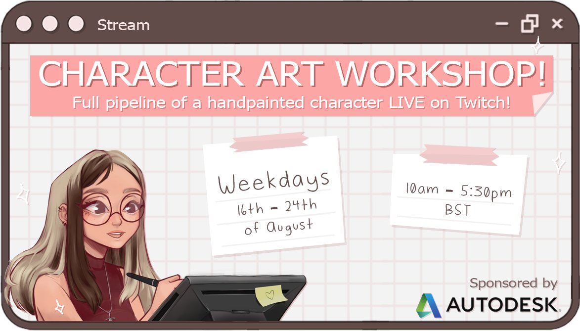 Exciting news! ✨
This Monday on twitch.tv/shay_unidev , #Sponsored  by <a href="/autodesk/">Autodesk</a>, I will be running a workshop where I will be making a full character from start to finish!

Come see my process, learn some new tricks and ask any art questions you may have 🙏
#gamedev #gameart
