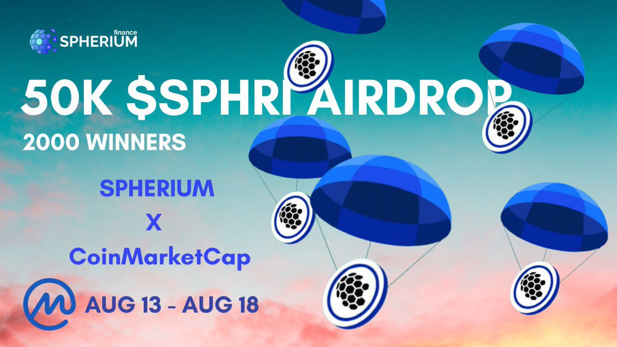 We are excited to announce our first airdrop hosted by <a href="/CoinMarketCap/">CoinMarketCap</a> ! 🚀

Participants will have the opportunity to share a prize pool of 51,282 $SPHRI tokens! 💥

👉 How to participate: coinmarketcap.com/currencies/sph…

#Airdrop #CMCAIRDROPS (1/2)