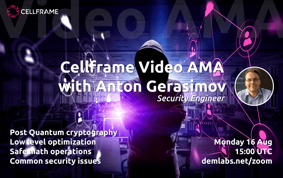 cellframenet's tweet photo. 💬We’ll be hosting an official Video AMA with Anton Gerasimov, our Security Engineer.

Date: Monday, August 16th at 15:00 UTC

Location: https://t.co/hDV4Lg6sp1

Be there. https://t.co/FTEStFQVL0