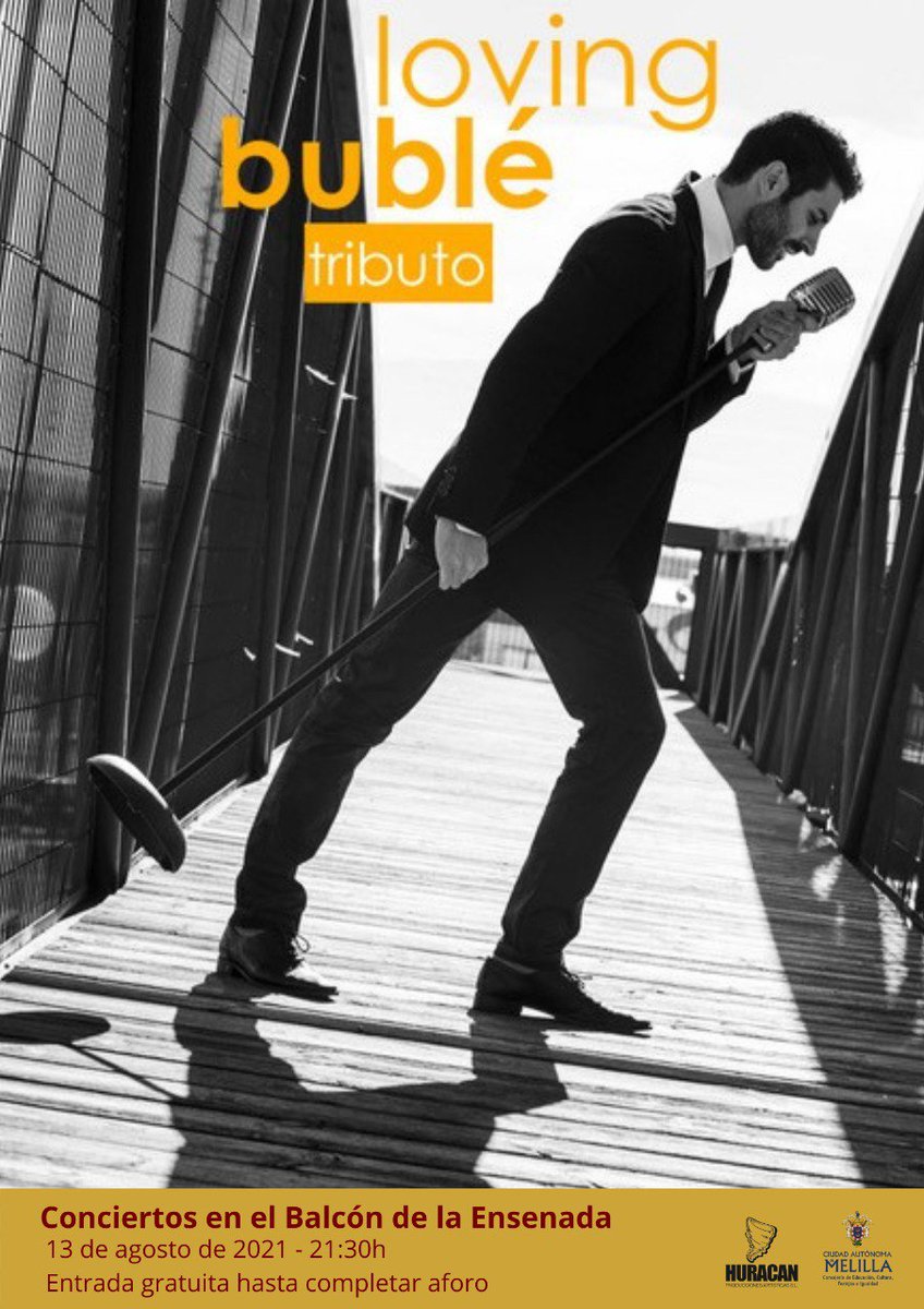 Cultura Melilla (@cultura_melilla) on Twitter photo Esta noche concierto gratuito en el Balcón de la Ensenada a las 21:30h. Disfrutaremos de un tributo a Michael Bublé a través de la voz de Álvaro Puertas.
#Conciertos #Melilla #Verano #Cultura #Música #CulturaSegura <a href="/l_circe/">Elena Fernández Treviño</a> Esta noche concierto gratuito en el Balcón de la Ensenada a las 21:30h. Disfrutaremos de un tributo a Michael Bublé a través de la voz de Álvaro Puertas.
#Conciertos #Melilla #Verano #Cultura #Música #CulturaSegura <a href="/l_circe/">Elena Fernández Treviño</a>