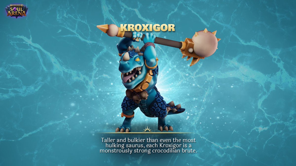 PlaySoulArena's tweet photo. Did you guess the Kroxigor? #warhammer #ageofsigmar #aos #fantasy #games #strategy #gaming #mobilegames #gamesworkshop #wargaming #warhammercommunity #warhammerfantasy #warhammerageofsigmar #wargamers #fantasy https://t.co/ctroRAdxJ3
