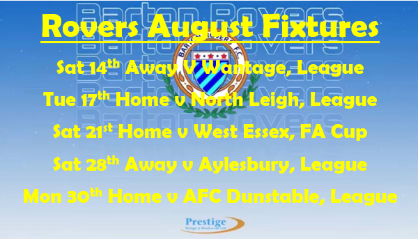 Rovers August fixtures at a glance #Football