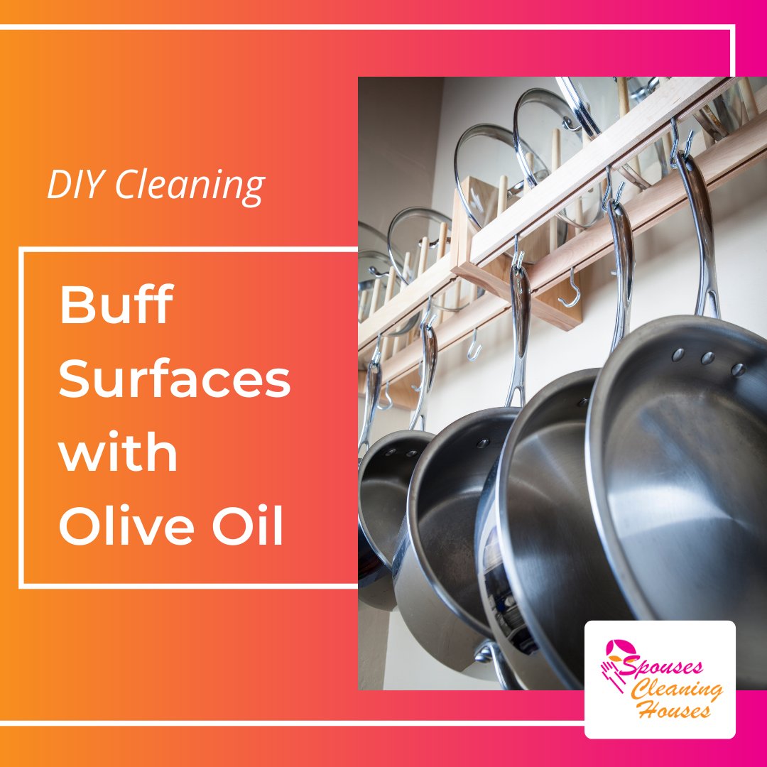 SpousesCleaning's tweet image. Olive oil is a great option for cleaning stainless steel, such as pots, pans, and appliances. Put olive oil on a soft cloth and rub in a circular motion to buff out any dirty spots.
#oliveoil #oliveoilhacks #cleaningtricks #buffing #surfaces #pots #pan #maryland #dta #mdliving