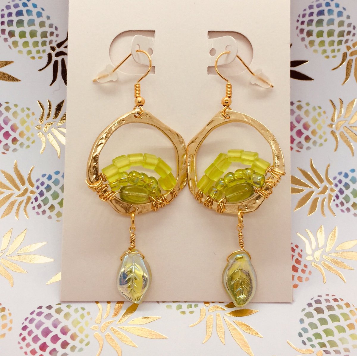 Excited to share the latest addition to my #etsy shop: Yellow/Green Leaf Dangle earrings Gold Hoops - Beaded Jewelry hoops - Nature inspired jewelry - #chunkygold #chunkygoldjewelry etsy.me/3xNoQaa