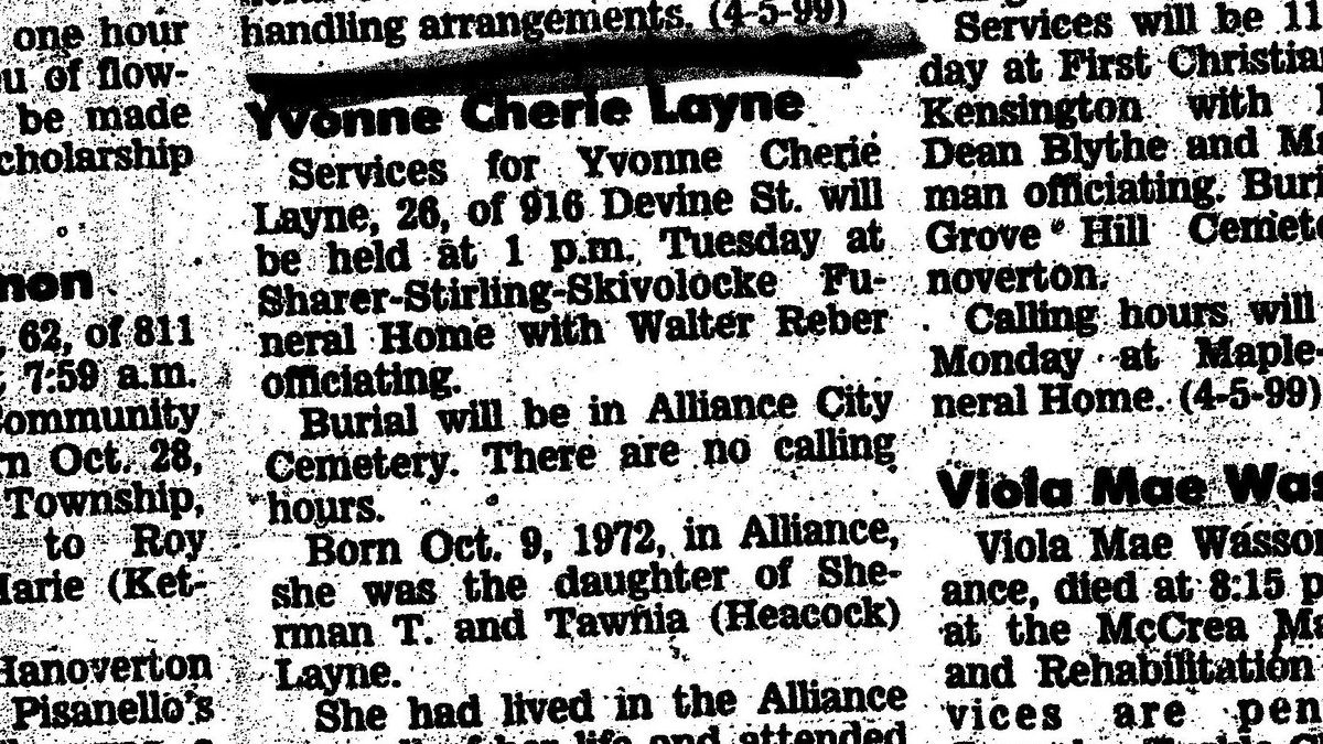 Part of our mission here is to find true justice for Yvonne Layne – and that means finding out who truly took her life in 1999. Please call our anonymous tip line at 888-863-9550 if you have any information.