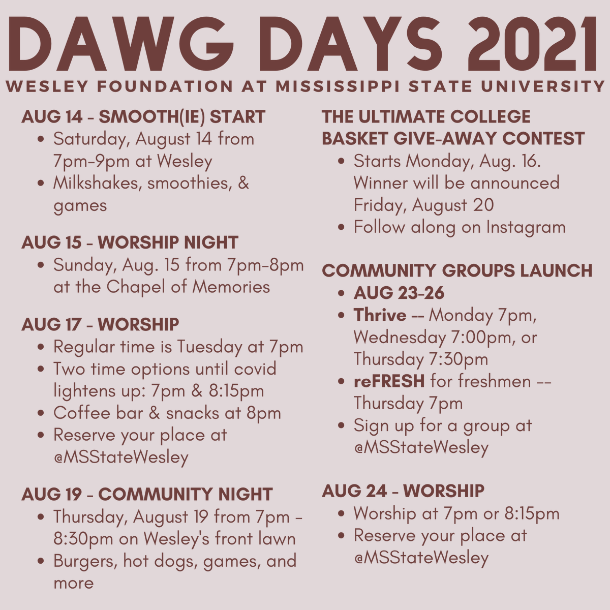 MSStateWesley's tweet image. Here's what's coming up with our Dawg Days events. Hope you'll join us!