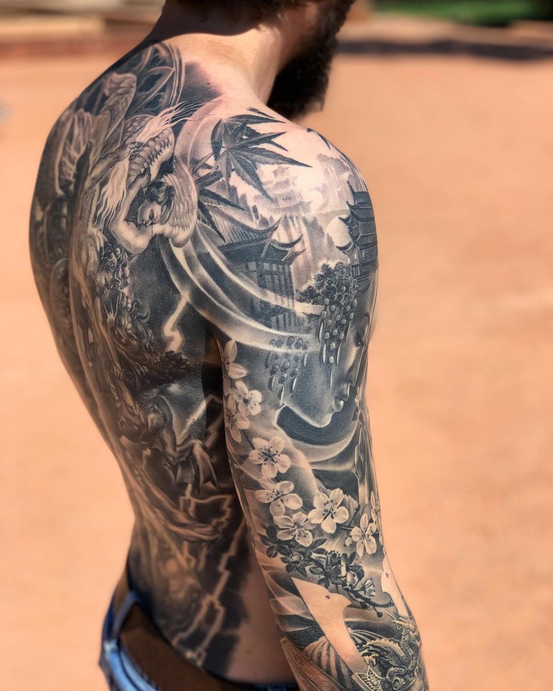 Any idea to fulfill this sleeve tattoo ? (needs the upper arm back done) :  r/TattooDesigns
