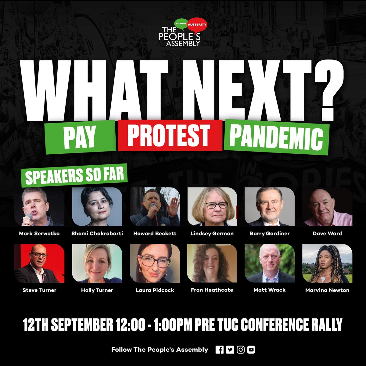 The pandemic exposed the insecurity workers face under capitalism: cuts, privatisation, low wages, precarious contracts and fire &amp; rehire.

Building the trade union movement is critical to defending workers’ rights &amp; liberties. Join us Sep 12th as we prepare for the fight ahead!