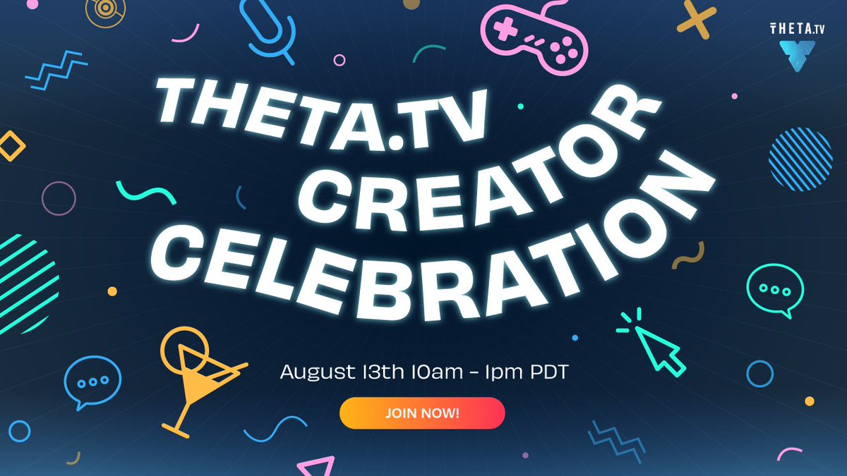 THETAtv's tweet image. 🥳 Creator Celebration Day starts now!

The THETAtv Creator Celebration @ThetaDrop NFTs have started minting for creators who have signed up and are already live or submitted a video.

See the NFT: thetatv.thetadrop.com

There's still time to join at: celebration.theta.tv