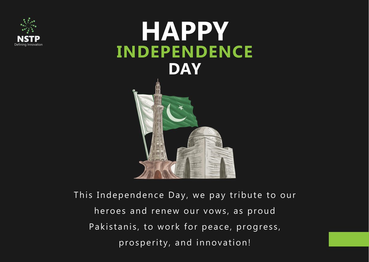 nstpofficial's tweet image. Happy 75th #IndependenceDay!

#NSTP #InnovatePakistan #DefiningInnovation