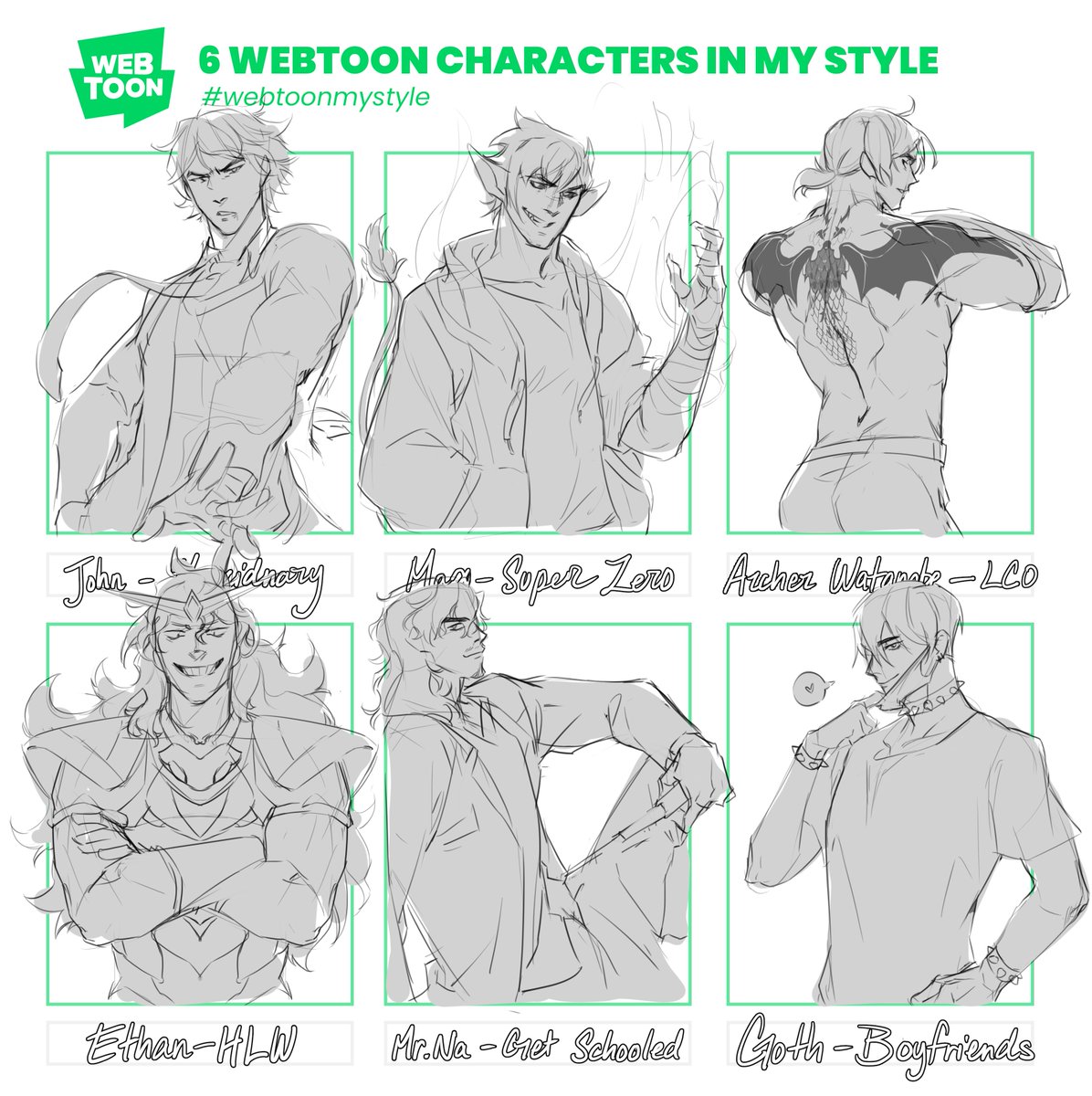 only after i finished the rough sketch did i realize i very much have a type

#WEBTOONMyStyle 