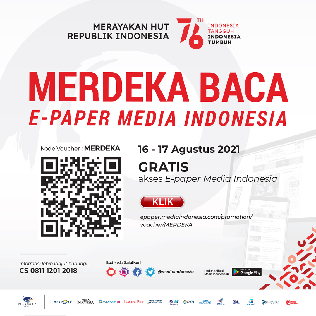 medcom_id's tweet photo. “MERDEKA BACA E-PAPER MEDIA INDONESIA”
Dalam rangka merayakan HUT ke-76 RI, @mediaindonesia turut berpartisipasi memberikan gratis akses E-paper MI yg dapat diakses mulai 16-17 Agustus 2021.
Scan Qr Code nya sekarang atau klik: https://t.co/v5wYO80U30
#EpaperMI
#MediaIndonesia https://t.co/WRzOpVa3qZ