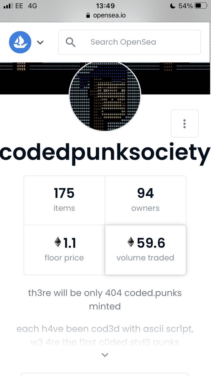 aliceinthisland's tweet image. Is this real?!
What an insane ride #codedpunks is.
It’s everything that NFTs should be.
Fun, community based, not elitist and cool as fuck. 
They are still dropping at 0.01. Will only be 404. Active engaged newcomers get private sales. Healthy wallet spread. #nft  #crpytopunks