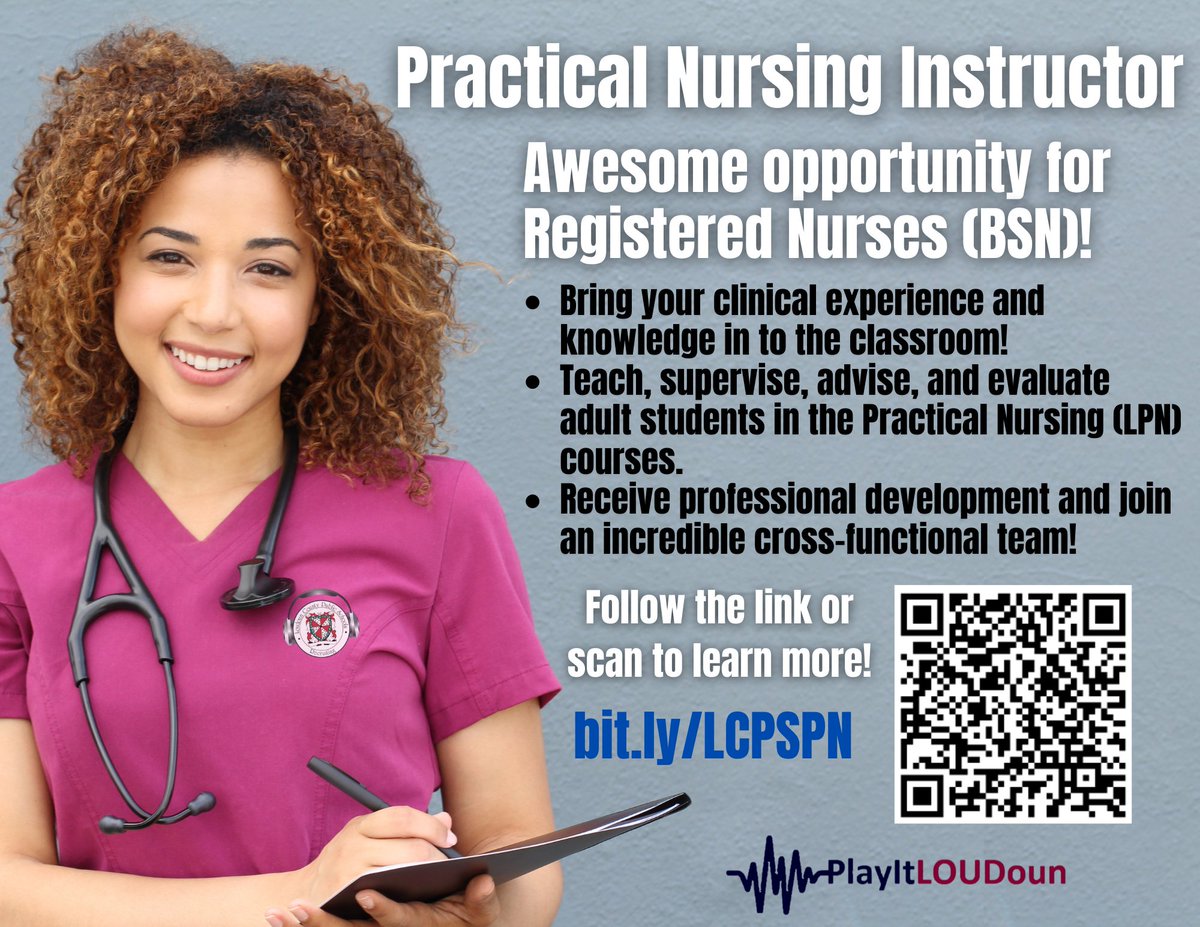 LCPS Jobs (@lcpsjobs) on Twitter photo Why not have your next "shift" be in to our classroom?! If you're a Registered Nurse (BSN), follow the link to learn more about joining our Department of Instruction Team! bit.ly/LCPSPN  #PlayItLOUDoun Why not have your next "shift" be in to our classroom?! If you're a Registered Nurse (BSN), follow the link to learn more about joining our Department of Instruction Team! bit.ly/LCPSPN  #PlayItLOUDoun