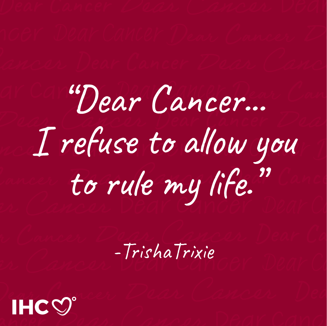 ihadcancer's tweet photo. "Dear Cancer, I refuse to allow you to rule my life" - TrishaTrixie. What do you have to say to dear or not so dear cancer this morning? 

#dearcancer #notsodearcancer #ihadcancer #cancerawareness #cancersurvivor #cancerthriver https://t.co/NcXk6DW43g