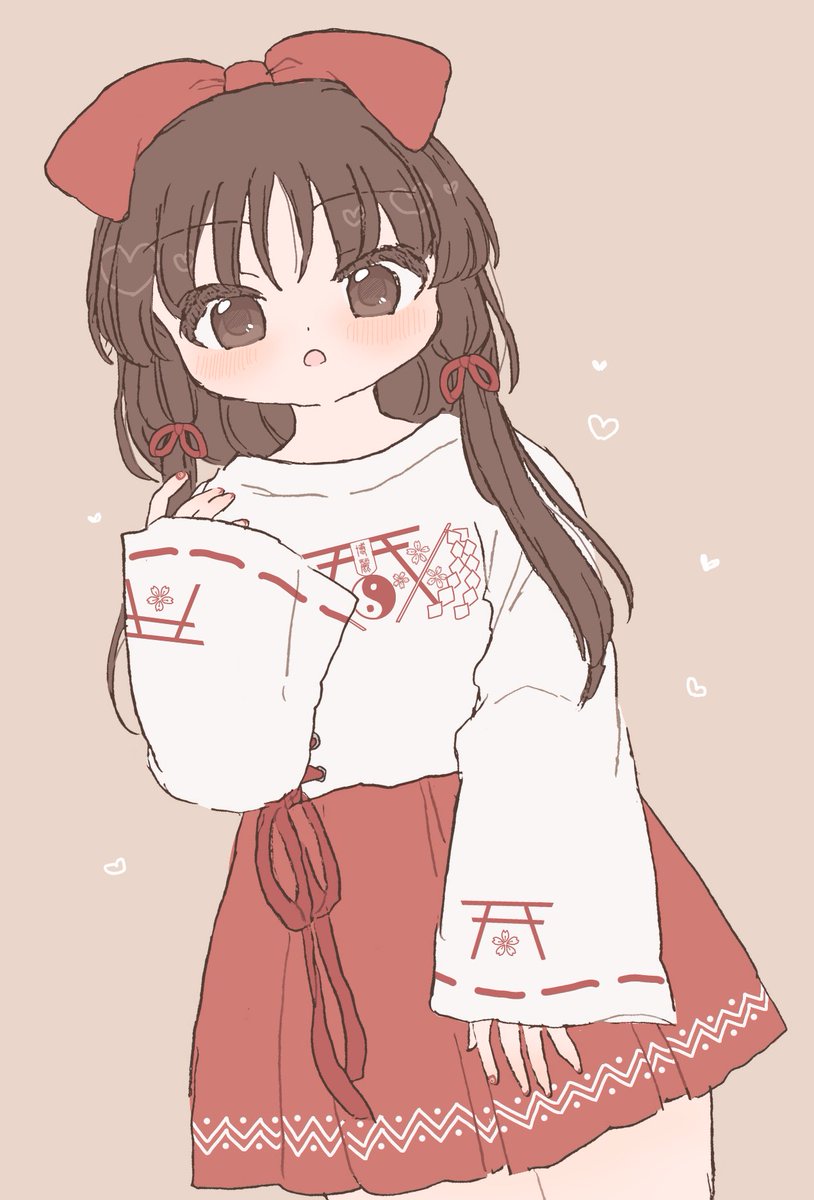 hakurei reimu 1girl solo brown eyes bow brown hair skirt red bow  illustration images