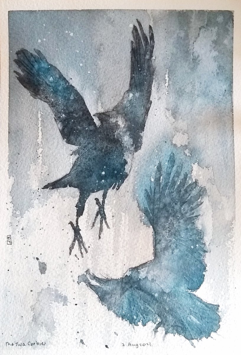 #NewListing 'The Twa Corbies' (The Two crows) inspired by the Robert Burns poem of the same name. Click for more info👇 Original watercolour painting - The Twa Corbies (The Two Crows) etsy.me/3sgxqgp via @Etsy #EarlyBiz #ScottishArtist #Scotland #ScottishPoetry #crows