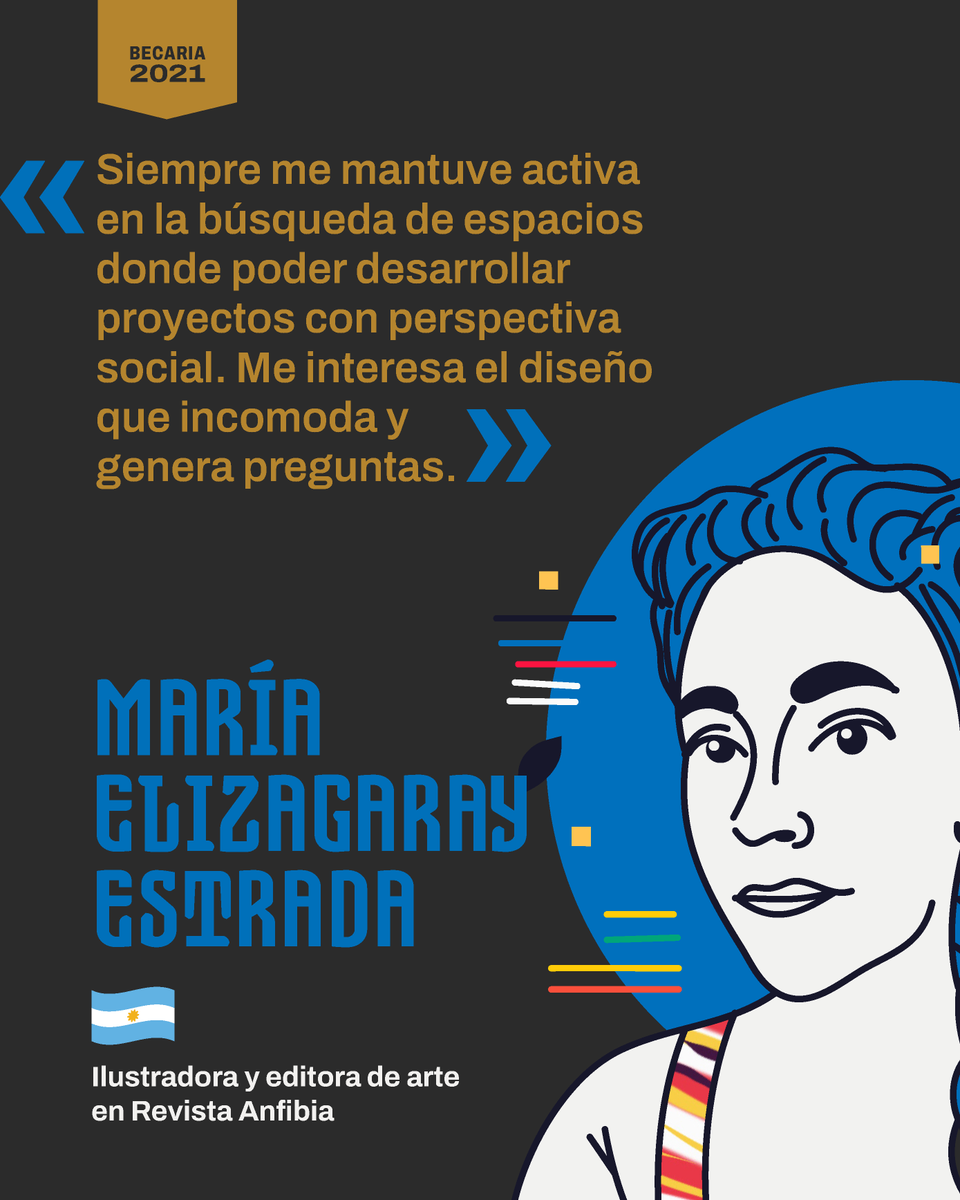 latinograficas's tweet photo. Ella es @MariaElizagaray 🇦🇷  trabaja como ilustradora, diseñadora gráfica y editora de arte en @revistaanfibia  y es una de las becarias que forma parte de Latinográficas 2021 👩‍💼 https://t.co/2lRRPxNO6n