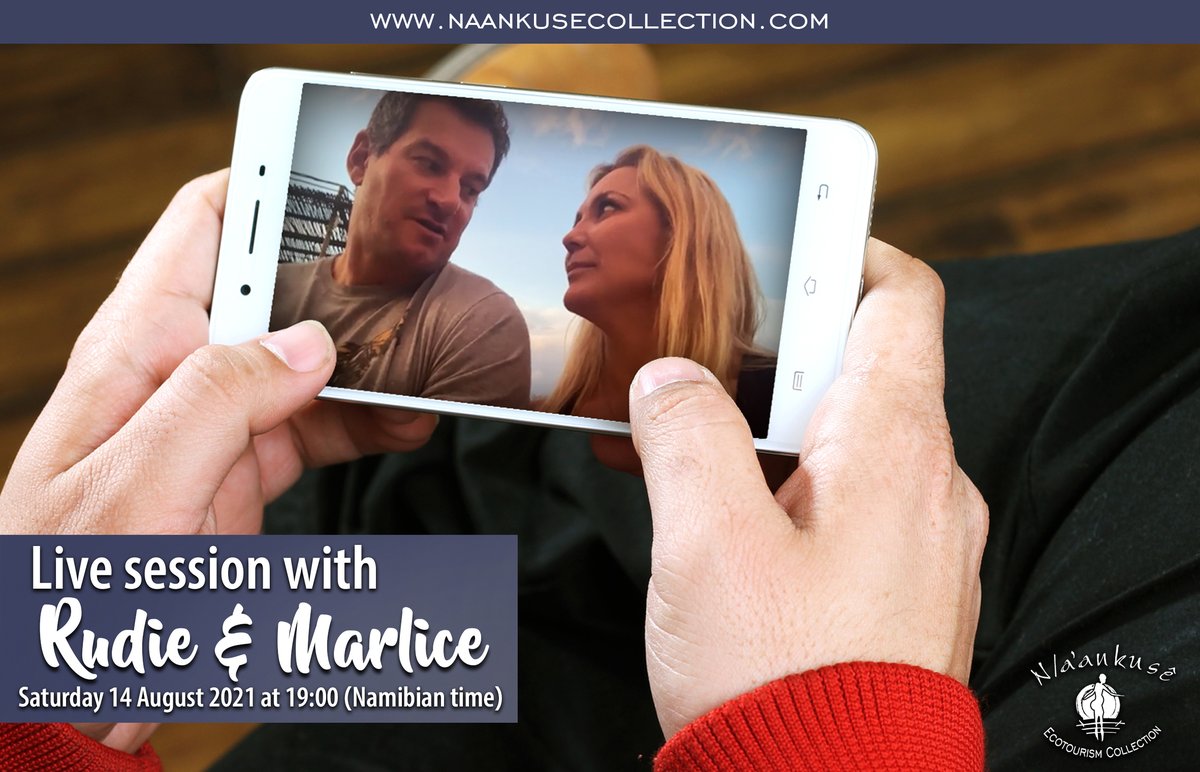 RUDIE &amp; MARLICE'S LIVE Q&amp;A IS BACK.
Join us tomorrow, Saturday 14 August at 19:00 (Namibian Time) on our foundation Facebook page, "N/a'an ku sê" or our Collection page "N/a'ankuseê Collection" or Instagram TV naankuse_foundation #MarlicevanVuuren #rudievanvuuren #rudieandMarlice