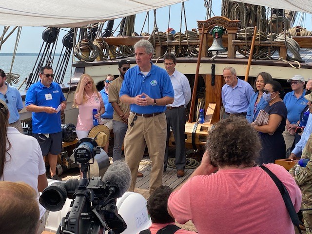DRBC1961's tweet photo. We were honored to also have DNREC Sec Shawn Garvin, Lt. Col. Ramon Brigantti (Commander, Phil. District, USACE) and New Castle County Executive Matt Myer aboard with us. Thanks to everyone who come out on a blistering Thursday. https://t.co/sV5AAmKPI4