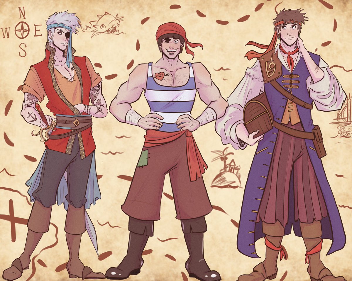 DaniMarieDraws's tweet photo. Did someone say Pirate Sensei au?? 
🏴‍☠️🏴‍☠️🏴‍☠️🏴‍☠️
#kakashi #mightguy #yamato #naruto #narutoau #pirateau #senseis https://t.co/iH2RtnnFLe