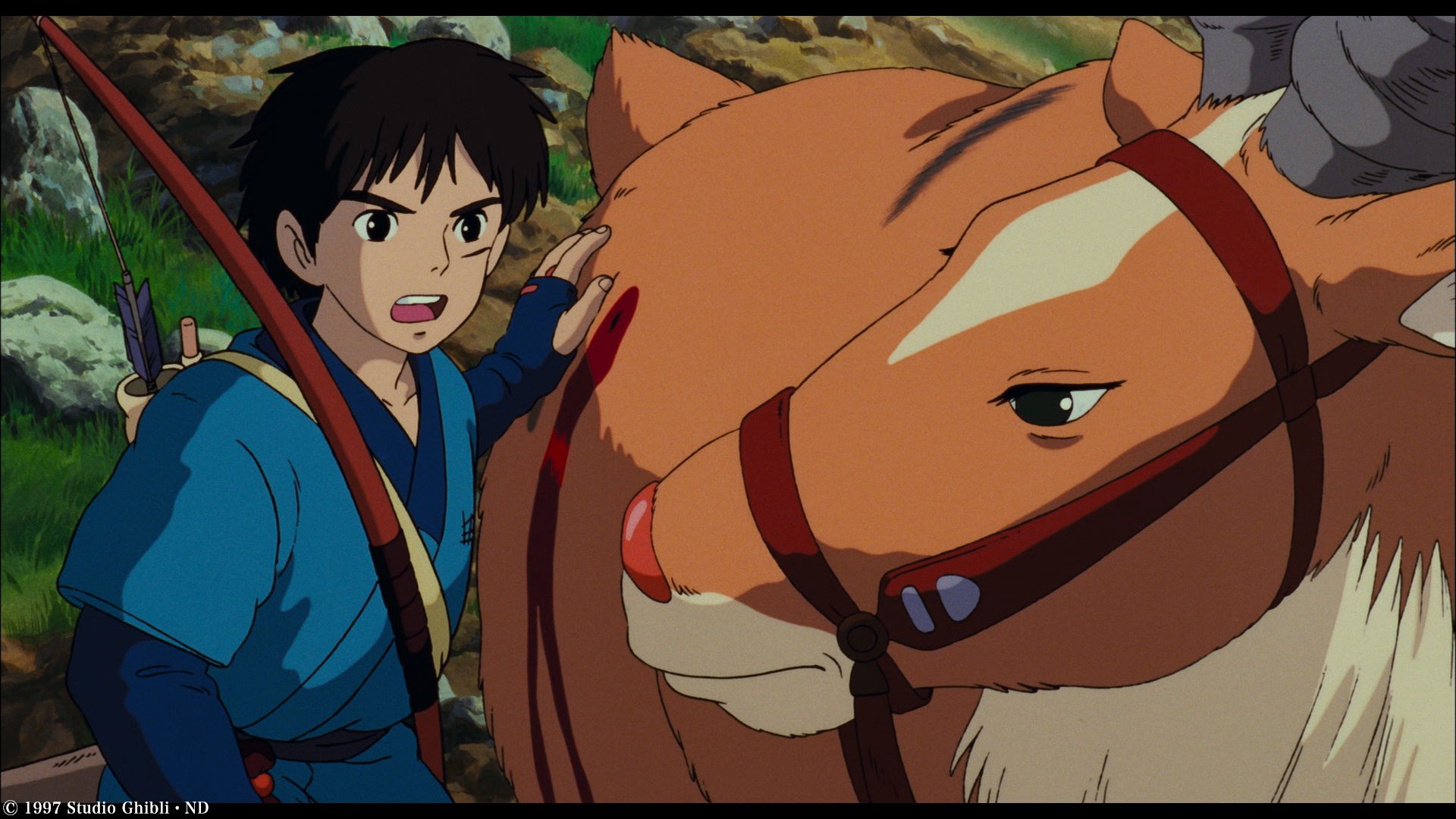 アンク 金曜ロードショー公式 ケガをしてもなおアシタカについていく健気なヤックル パンフレットでは 今日では絶滅した アカシシと呼ばれるオオカモシカ と説明されています 宮崎駿監督は ヤックルは実在しない生き物を描くほうが楽だという思いが