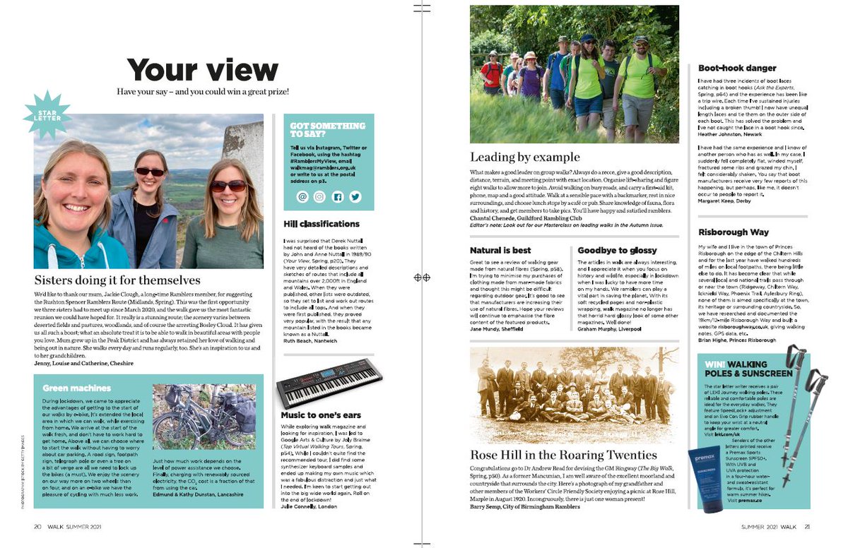WalkMagazine's tweet photo. We want your news and views! Our star letter wins a pair of brilliant LEKI Journey walking poles, while senders of other letters published will receive a Premax Sports Sunscreen SPF50+ that’s ideal for summer hike protection. Just use #RamblersMyView or Tweet us! https://t.co/1ObOkjz2O2