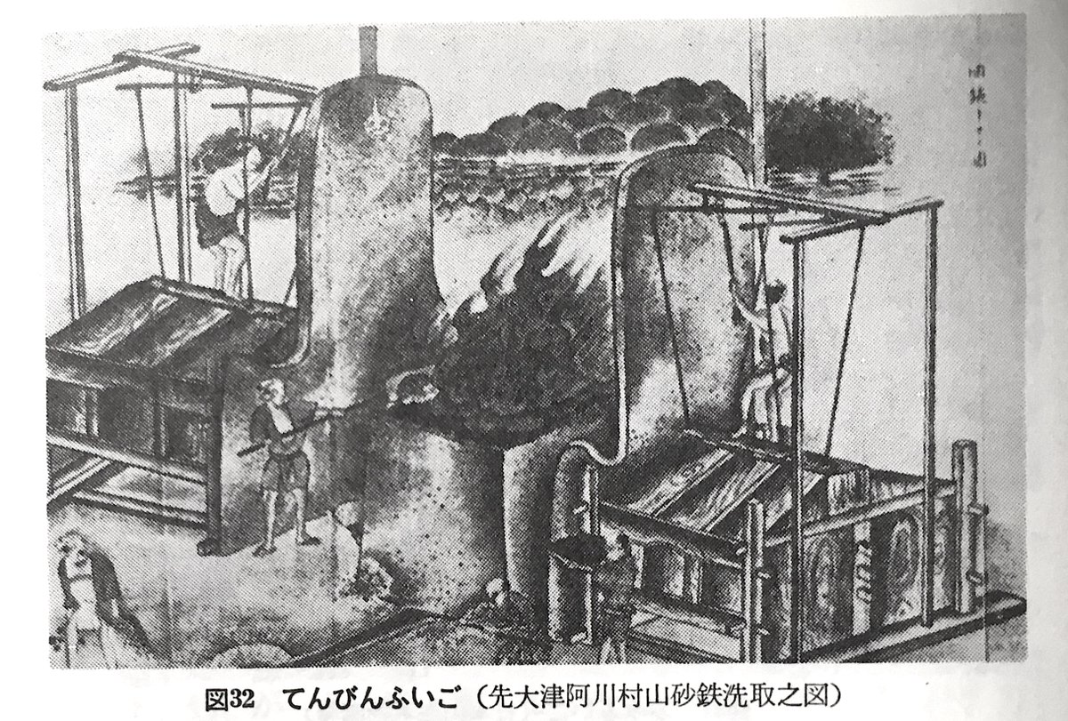 「『#もののけ姫』を読み解く」#叶精二
https://t.co/nemztehQQ7
「4, タタラ製鉄」の項より
「砂鉄を炊いて鉄塊を精製する特殊な製鉄技術が発達した。この日本独特の製鉄技術を「タタラ製鉄」と呼ぶ」
画像は参考書籍の一部、飯田賢一著『鉄の語る日本の歴史 上』より。 