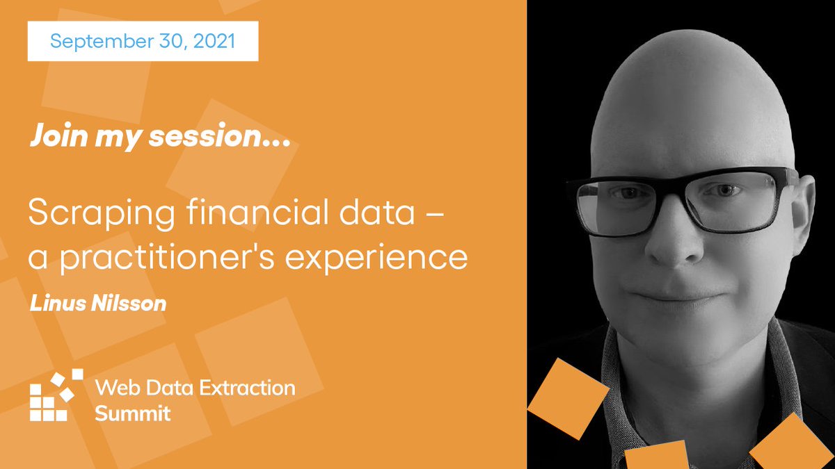 zytedata's tweet image. #ExtractSummit2021 Speaker Spotlight
Linus founded NilssonHedge, a public hedge fund database, where the majority of the data comes from public disclosure. At Extract Summit, he will give a practitioner&apos;s experience of scraping financial data. Join us hubs.li/H0Vf8jC0