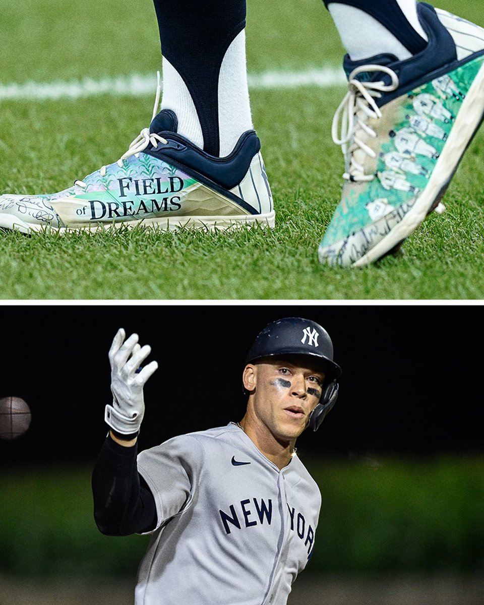 ESPN on X: Aaron Judge's cleats in yesterday's Field of Dreams game 🔥   / X