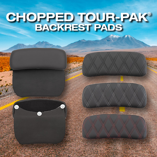 Ride in comfort and style with our Chopped Tour-Pak Backrest Pads which include the lower pad for optional installation.
seats.dragspecialties.com/products/?prod…

#dragseats #dragspecialties #tourpak #bagger