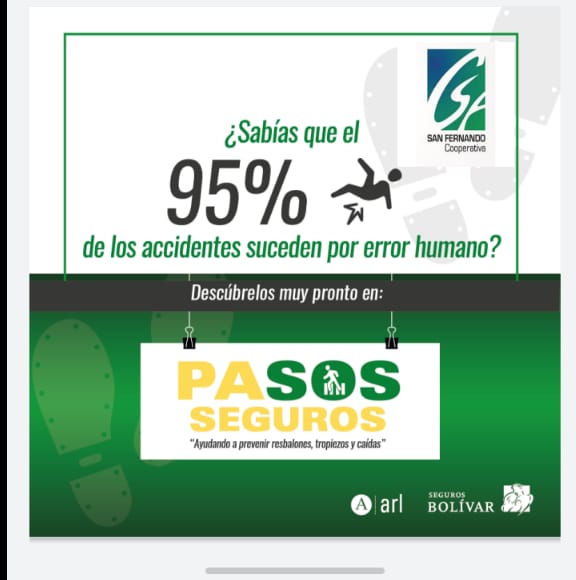 coop_fernando's tweet photo. Forma parte de la estrategia en seguridad que cambiará tu vida!!! "PASOS SEGUROS" 👞✅ Con el apoyo de  #ARLBolívar se inicia campaña en nuestra Cooperativa para todos nuestros empleados, conductores y operadores. Te invitamos a participar de esta iniciativa.  #COPASST https://t.co/YMRKFIfwtt