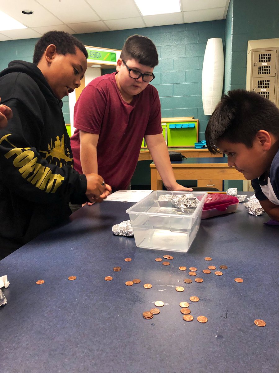 Aud_Jay's tweet photo. Penny Boat testing today in science class as students engage in the engineering design process! 💰⛵️ https://t.co/7iKlRiRuoG