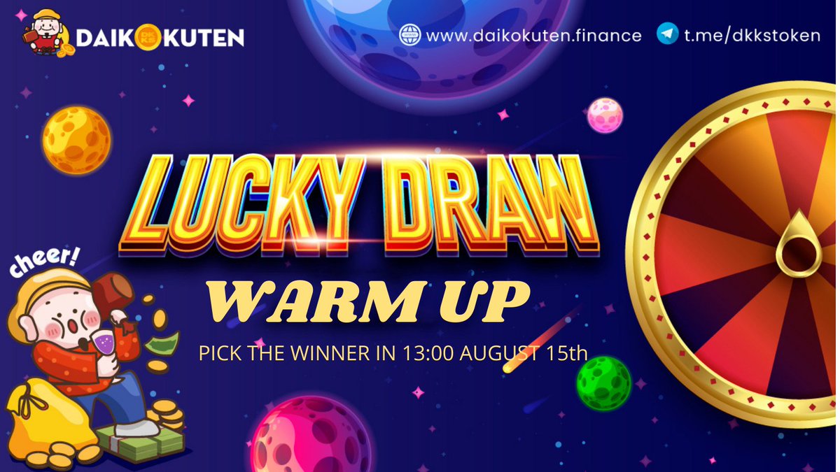 Start demo #Daikokutensama Lucky Draw while waiting our dev works for the main Lucky Draw 
$50 BUSD for one random person retweet this post +comment hastag: #Changeyourlifebetter  #Luckylife #Daikokutensama #DKKS 
👇also comment your wallet address to get reward.