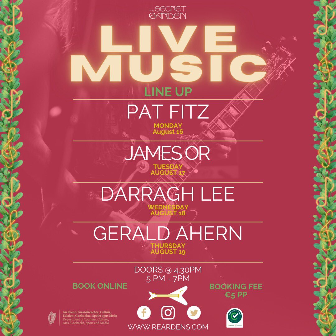 Next weeks line up ✨

LIVE at 5 is back again Monday!

Book your tickets online at the link in bio ✨

#BookOnline
#LiveMusic
#LPSS
#EPIC
#LIVEat5
#TheSecretGarden