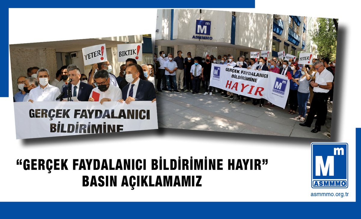 "Gerçek Faydalanıcı Bildirimine Hayır" Basın Açıklamamız.
Basın Açıklaması Metni:
asmmmo.org.tr/userfiles/othe…
Basın Açıklaması Görüntüleri:
youtube.com/watch?v=AC4nn5…