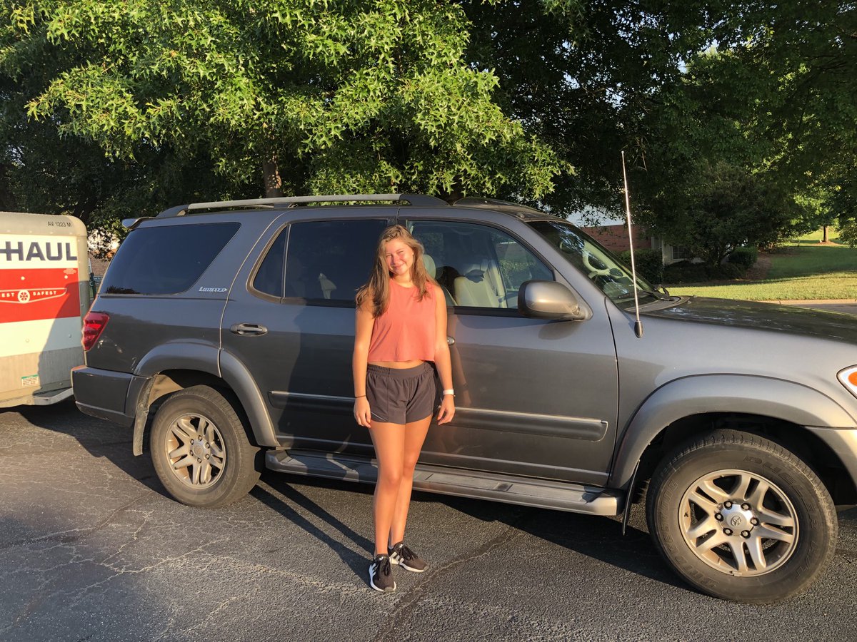 PalmerBall's tweet photo. Bought the Sequoia when Taylor was 1 year old.  Today she takes it to Clemson for her Sophomore year🐅🚗😘 https://t.co/PW9yIMFSob