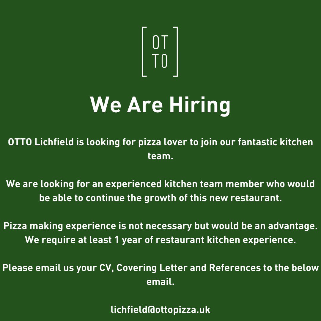 Job Alert! Are you a chef looking for a change? Do you love pizza?